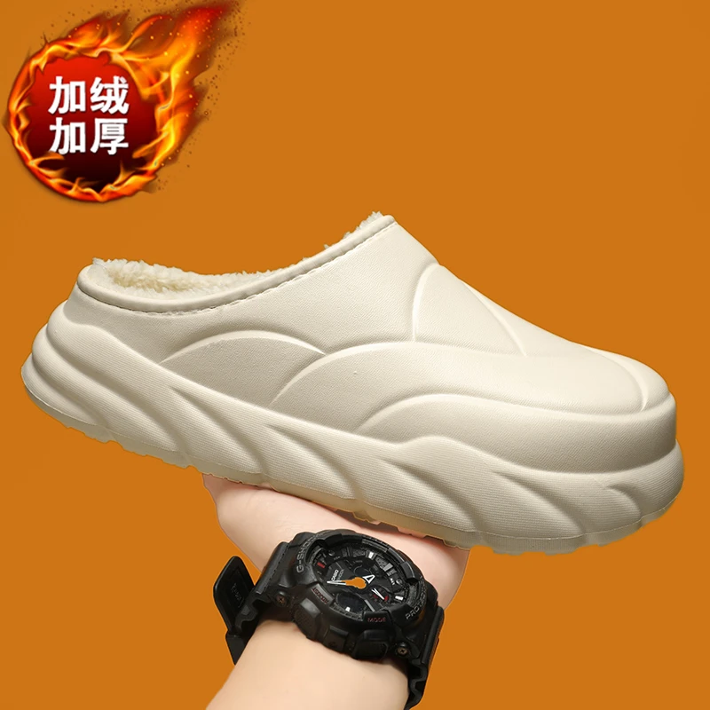 

Мужские хлопковые тапочки, зимние черные плюшевые домашние туфли, повседневные спортивные теплые мужские тапочки на толстой подошве на плоской подошве