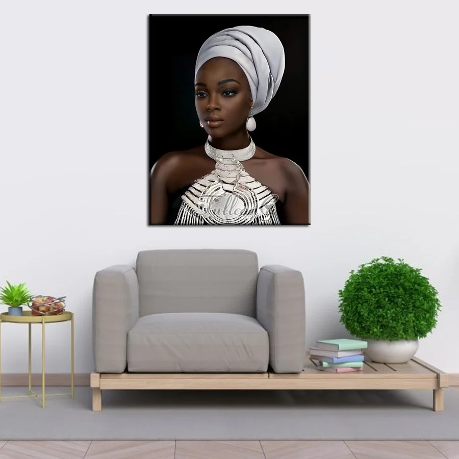 Sexy African Art Black and White Woman Full Diamond Painting Diy Diamond Embroidery Mosaic Cross Stitch Kits Home Decor AA3647