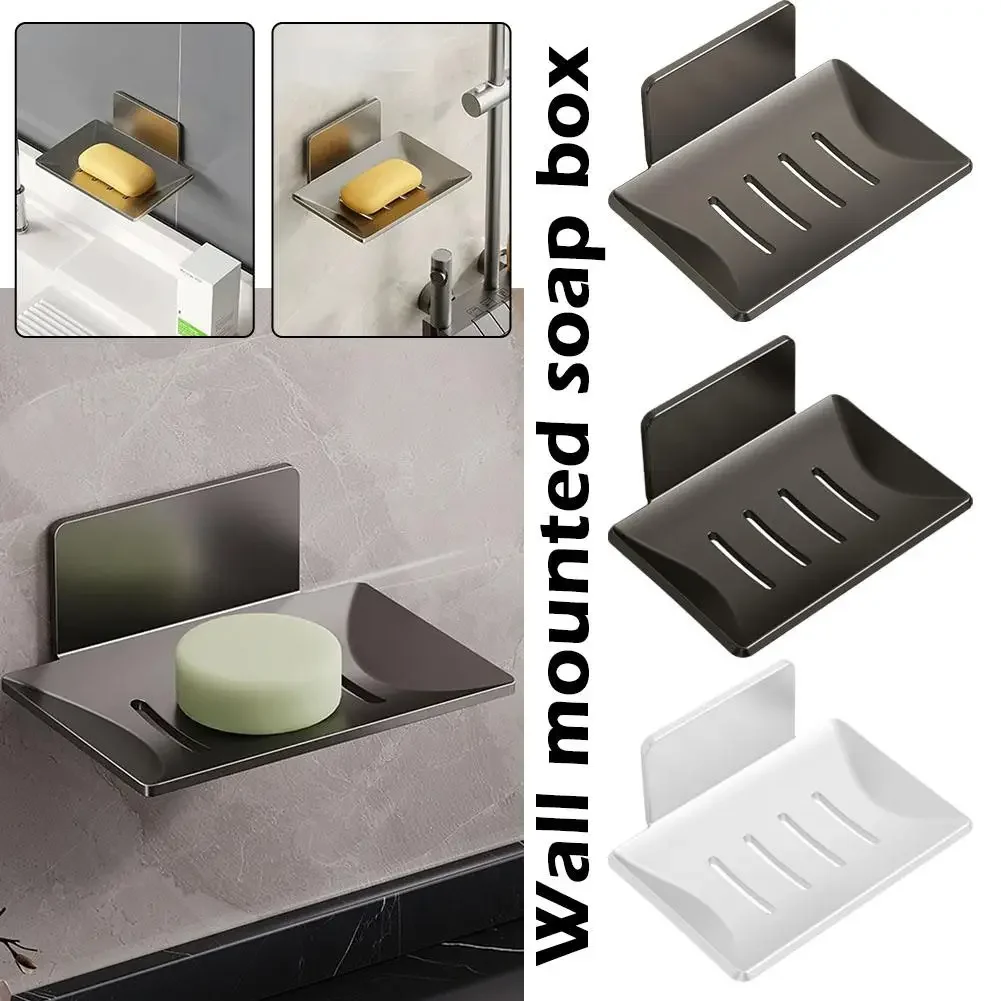 High Quality Soap Rack Self Adhesive Bath Soap Dish Organizers Tray Wall Mounted Supplies Holder Storage Bathroom Plate Box