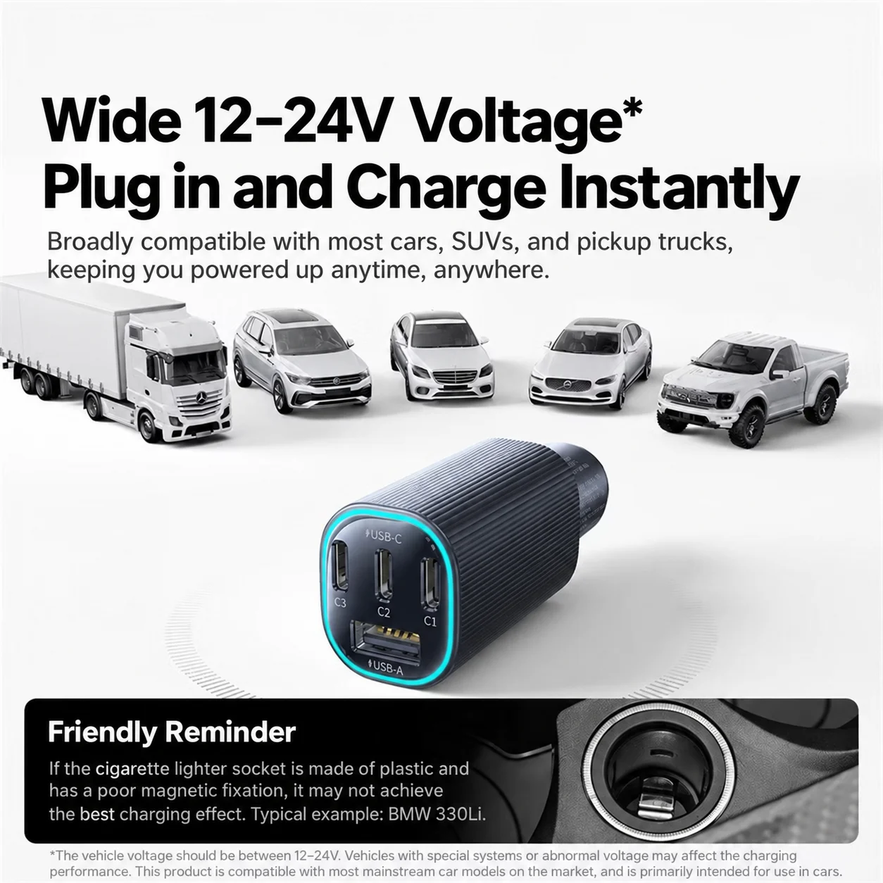Cargador de coche BASEUS de 160 W con 4 puertos, adaptador de encendedor con carga rápida PD de 100 W para portátiles, t