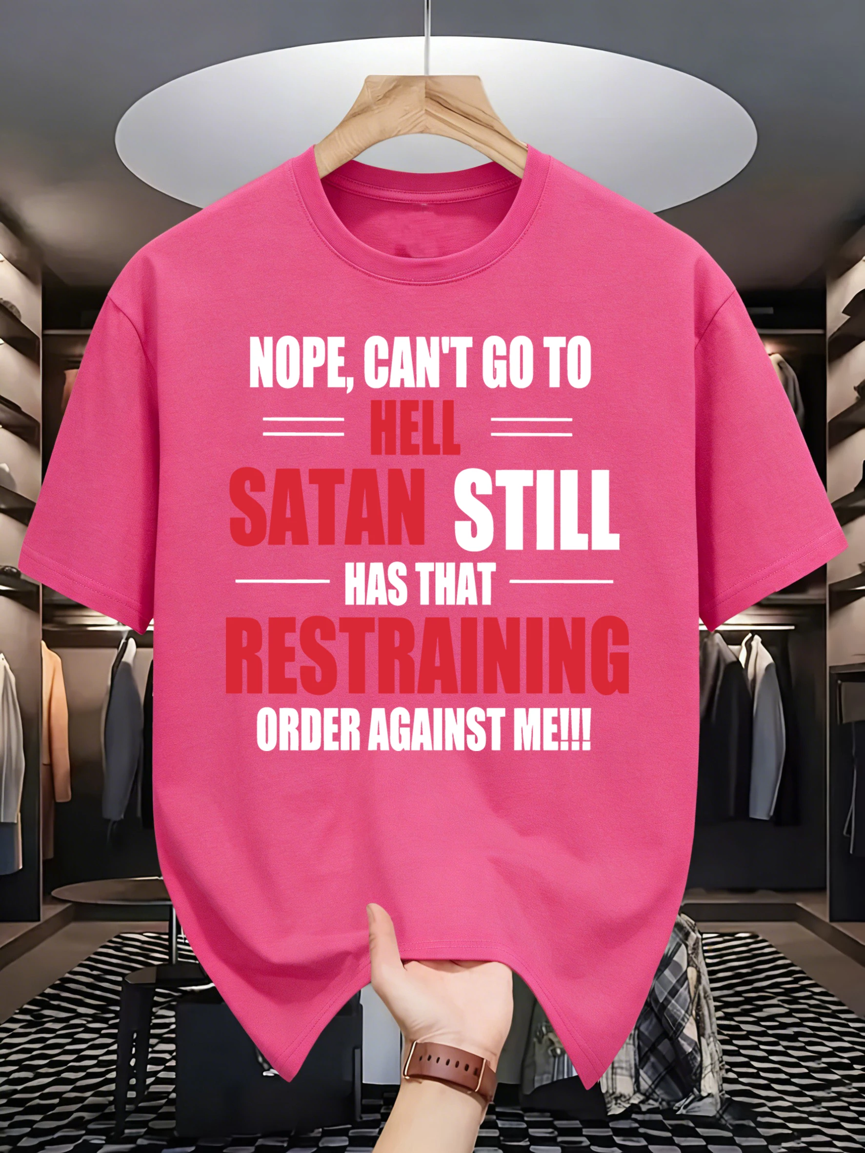 I Can't Go To Hell Lustige bedruckte Herren-T-Shirts Hip-Hop Atmungsaktive Kleidung All-Match-Baumwoll-T-Shirt Lockeres Sommer-Streetwear