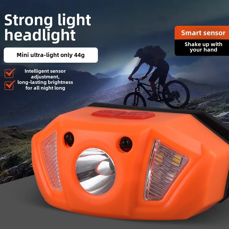 

USB charging mini strong light portable head-mounted outdoor night running lighting night fishing LED induction headlight