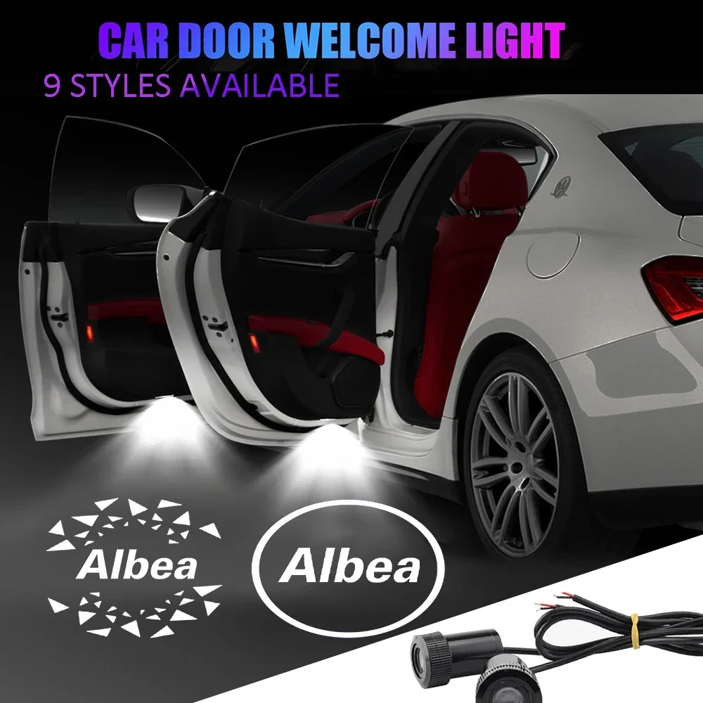 2Pcs For Fiat Albea Logo Ultra Bright LED Car Door Ghost Shadow Projector Light Welcome Courtesy Lamp Logo Styling Accessories