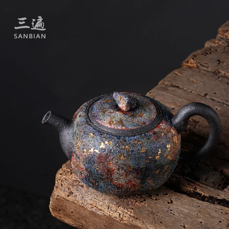 Three Time High Yue Rock Mine Jinyan Teapot, Handmade Iron Tire Taiwan Old Mud Ball Hole Soft Water Bottle