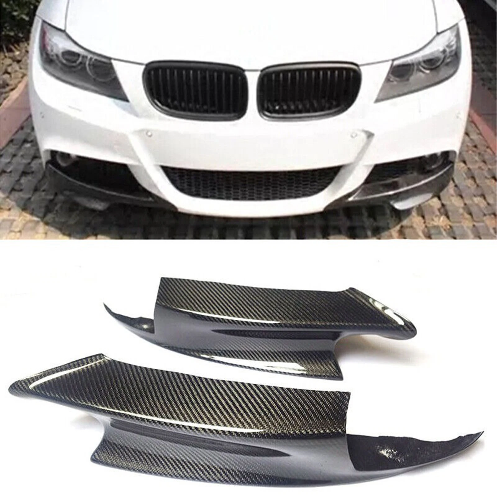 Fit for BMW E90 E92 E93 M3 08-14 Real Carbon Fiber Front Bumper Splitters Lip Spoiler