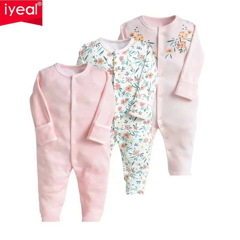 IYEAL 100% Cotton  Newborn Rompers Baby Boy Girl Toddler Clothes 3Pcs/Lot Infant Spring Fall Pajamas Bebe Costume Home Wear