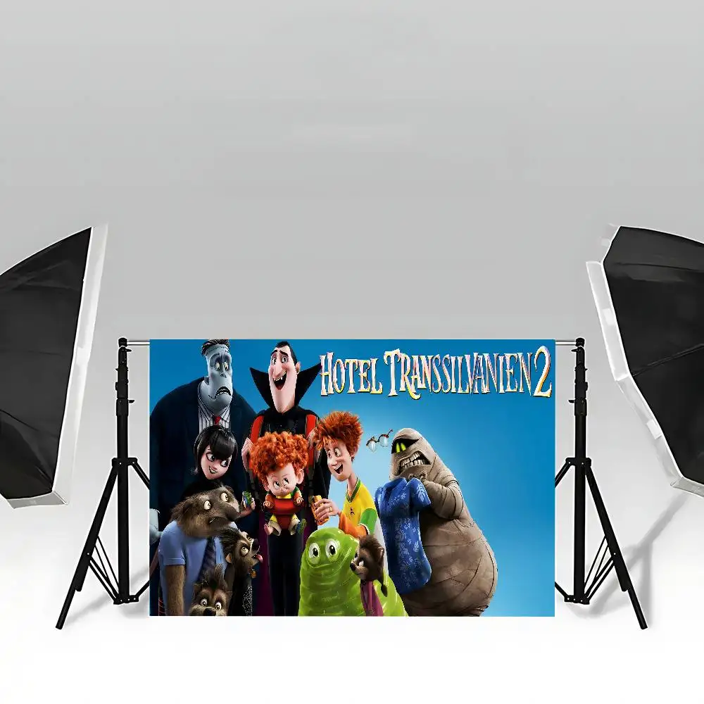 H-HOTEL TRANSYLVANIA Happy Birthday Backdrop Background Vinyl Women Birthday Party Cake Table Decorations Photoshoot Banner - Image 2