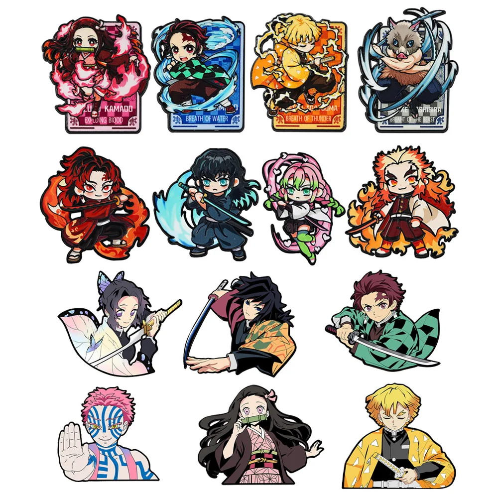 4/8 Stück Anime Demon Slayer Emaille-Broschen Kimetsu No Yaiba Charaktere Tanjirou Nezuko Rengoku Metall-Anstecknadeln Cosplay Geschenk