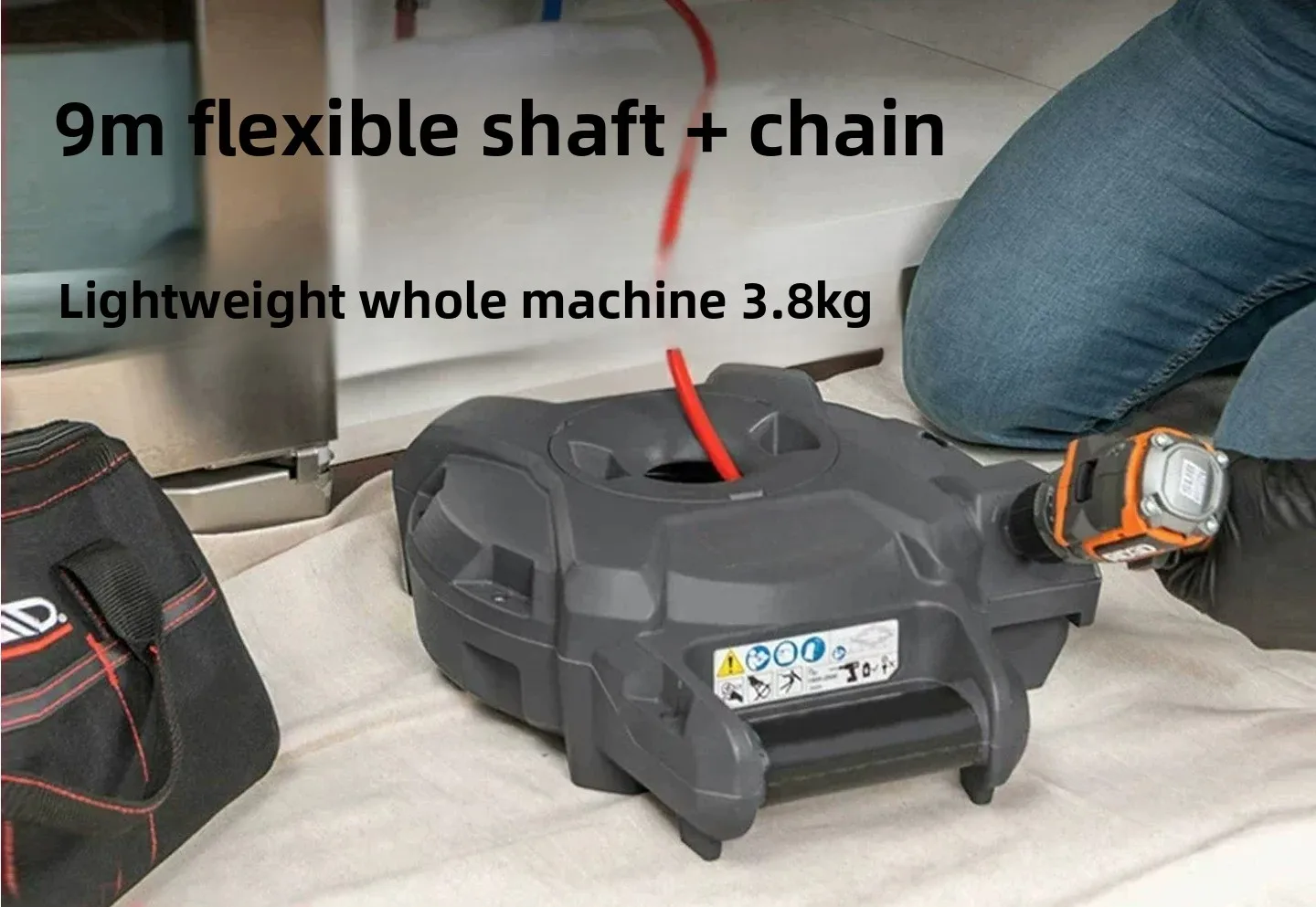 Electric Drain Cleaner Machine Industrial Powerful Heavy Duty with Flexible Shaft for Kitchen Sink Clog and Grease Removal