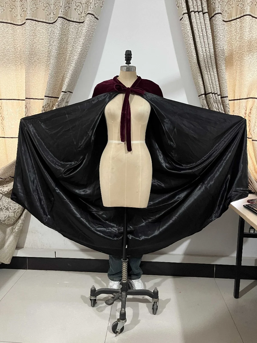 

Retro Long Hooded Cloak loween Bla Robe ex Par Stage Performance Women's Sle Polyester Material Spring