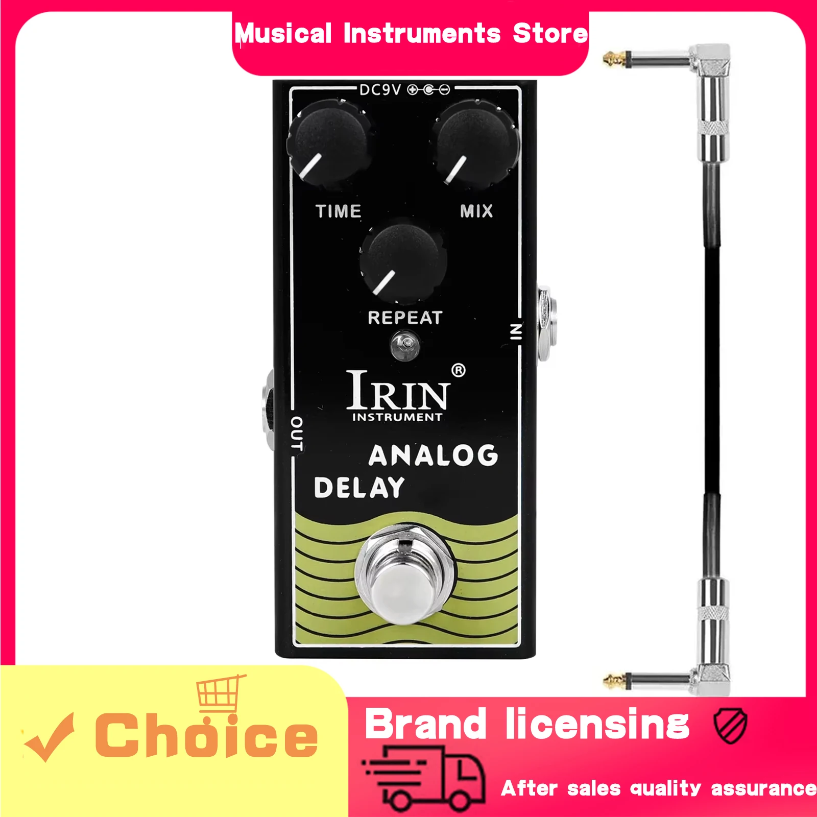 

IRIN педаль эффектов для электрогитары, аналоговая линия, низкий уровень шума, задержка эффектов, 20 мс ~ 600 мс, адаптер постоянного тока 9 В, педаль, аксессуары для гитары