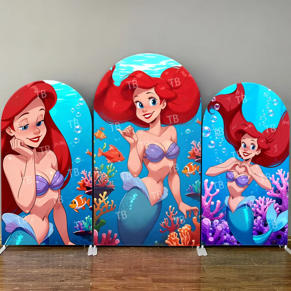 

Disney The Little Mermaid Arch Backdrop Cover Underwater Coral Clownfish Party Photo Booth Props for Events & Home Decoration