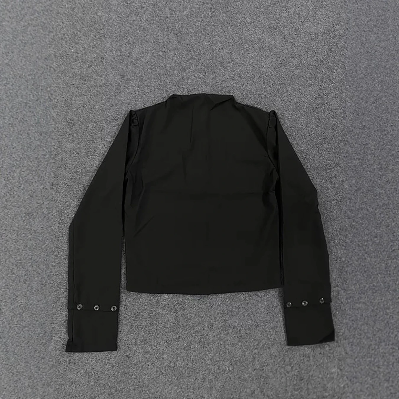 Personalized fashion street trend solid color high neck loose and versatile long sleeved double breasted comfortable top - view 3