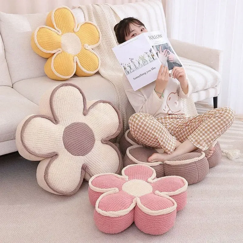 Korea Style Sunflower Cushion Sofa Living Room Bedside Throw Pillow Decor Flower Petals Seat on The Ground Chair Thick Backrest