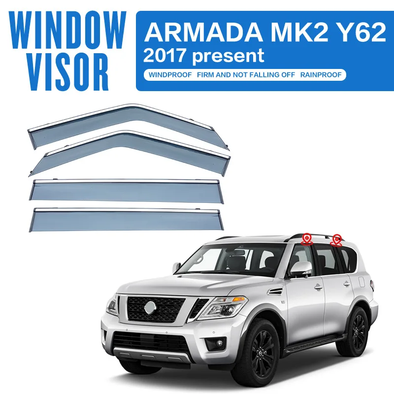 

Для Nissan Armada Y62 2017-2025 автомобильный оконный козырек тент навесы лобовое стекло боковое окно дождь солнцезащитный козырек аксессуары Стайлинг автомобиля
