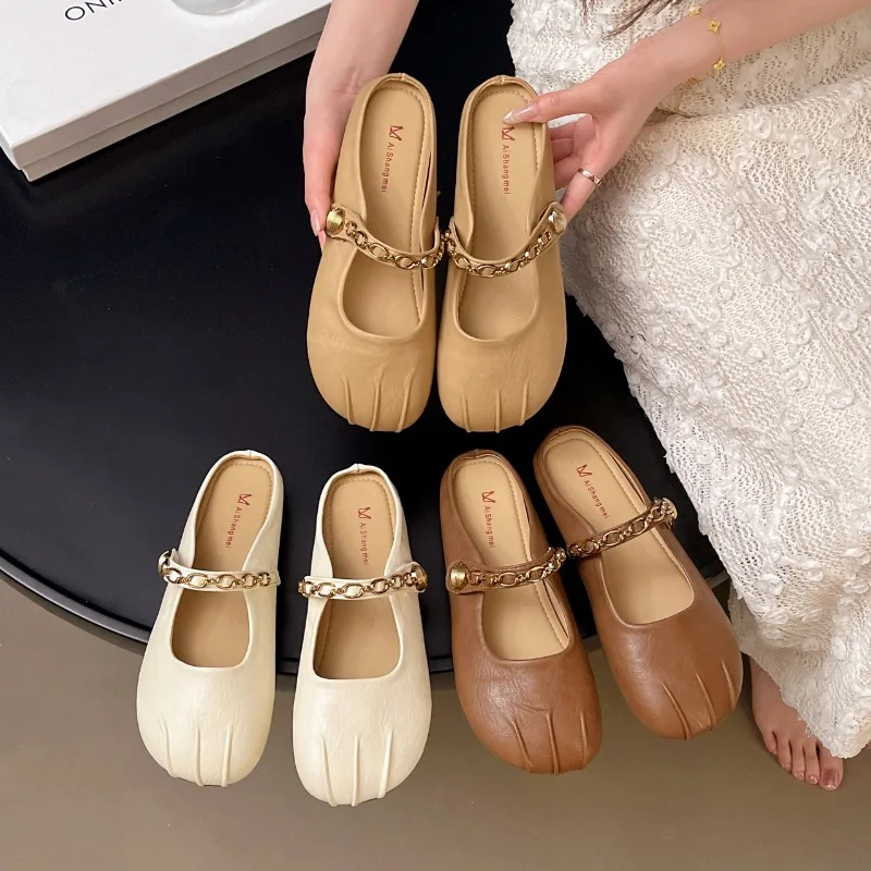 

2025 женские тапочки с закрытым носком, мягкие шлепанцы, обувь Мэри Джейн, тапочки с мягким носком, шлепанцы, женская удобная обувь