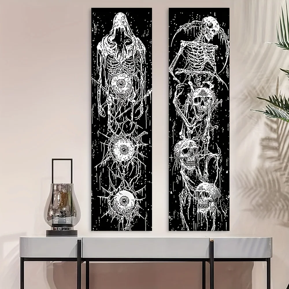 2pcs/set Skeleton Tapestry, Polyester Tapestry, Wall Hanging for Living Room Bedroom Office, Home Decor Room Decor Party Decor,