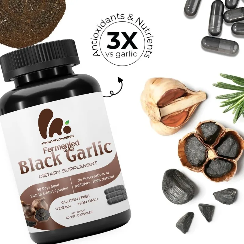 

Aged and Fermented Black Garlic Capsules, 60 Veg Capsules, 500 mg