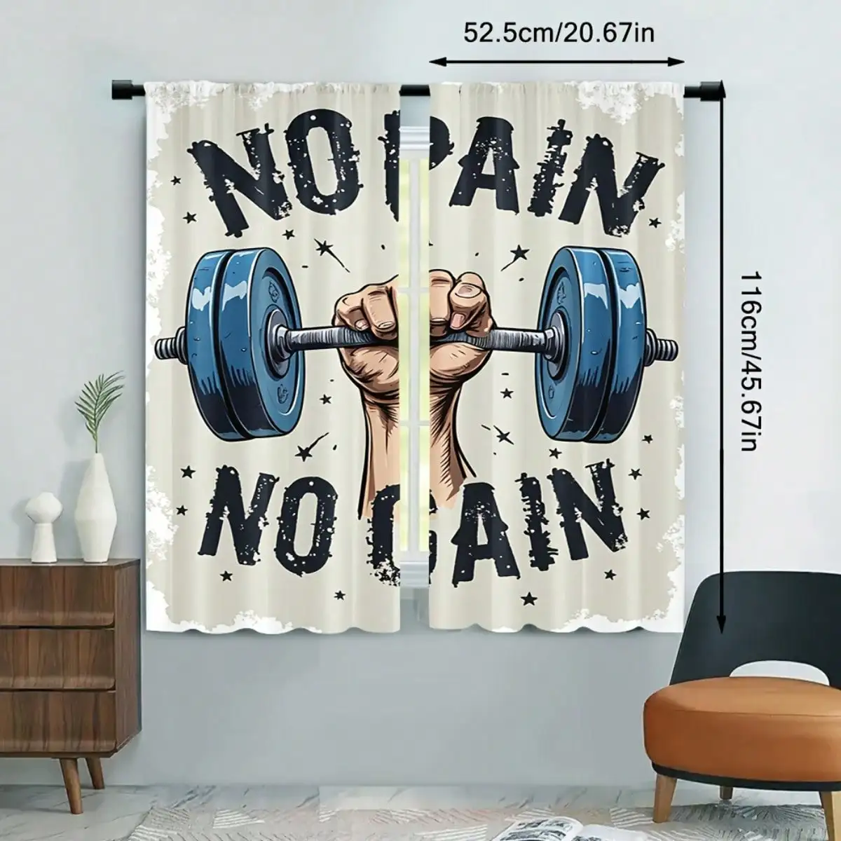 2pcs Gym Motivational Curtains With 