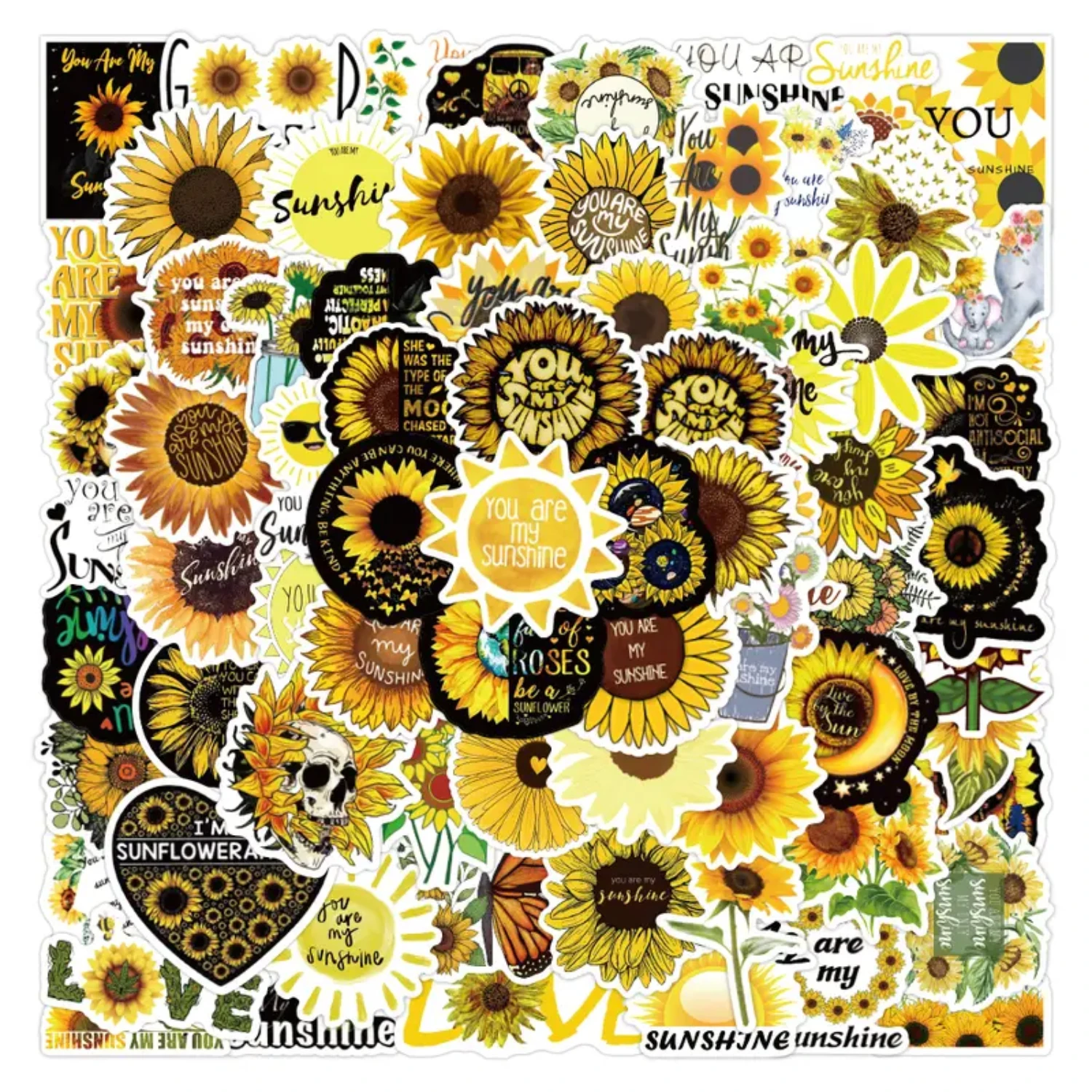 100PCS Sunflower Sticker For Children Positive Energy Sticker Laptop Case Helmet Decoration Sticker With Vinyl Waterproof Sticke
