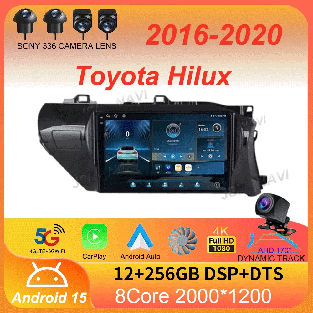 

Для Toyota Hilux 2016-2020 Автомобильный радиоприемник Android 15 Carplay Авто 2K Экран WIFI + 4G Мультимедийный плеер 2din Авторадио Стерео головное устройство