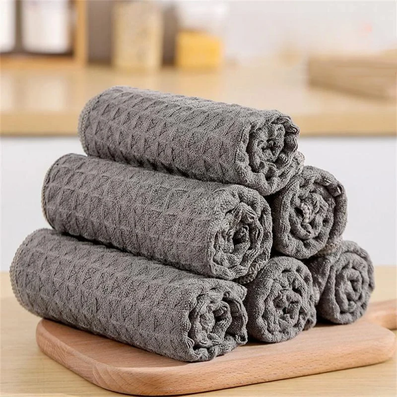 Cotton Towel Soft Absorbent Dishcloth Kitchen Dish Rags Honeycomb Breathable Face Wash Towel Household Cleaning Cloth Wash Cloth