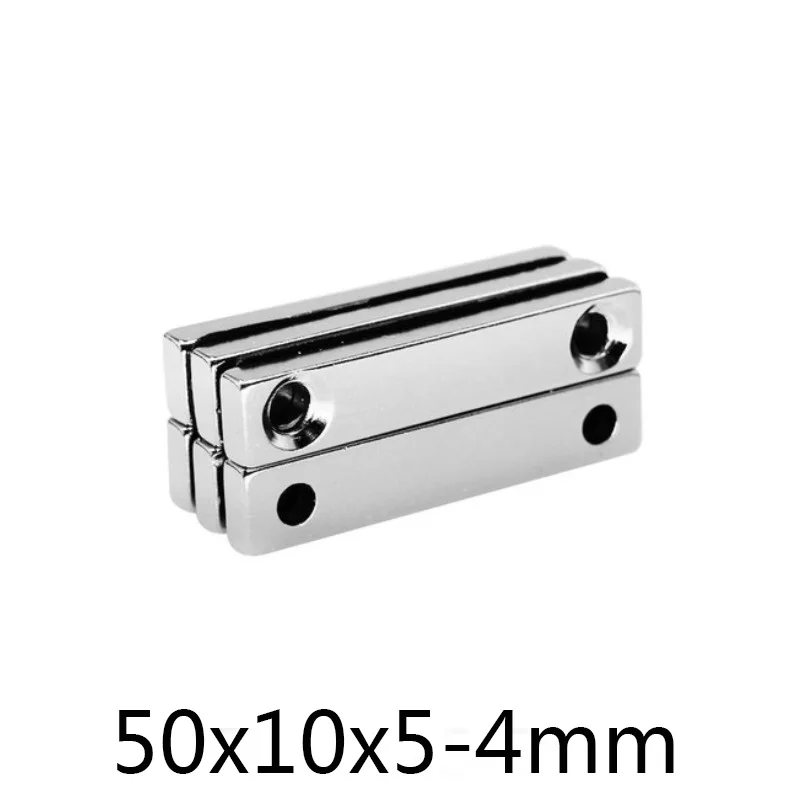 50x10x5-4 Power Magnet 50x10x5mm Hole 4mm Strong Square  Magnet 50*10*5 mm 2holes 4mm For Home Refrigerators, Offices DIY