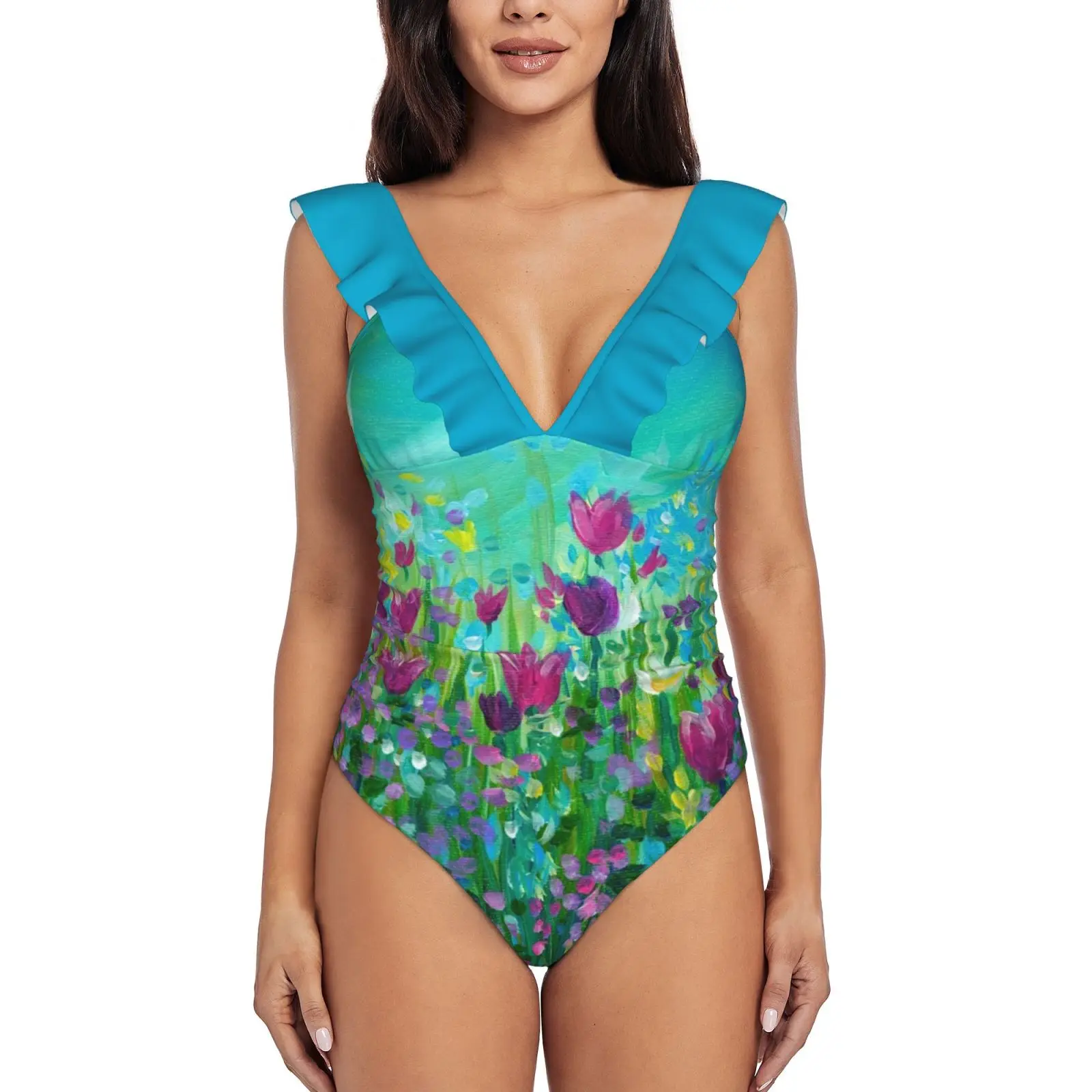 

Hopes And Dreams Monokini New Ruffle One Piece Swimsuit Female Sexy Swimwear Women Print Bathing Suit Daniela Bahry Field