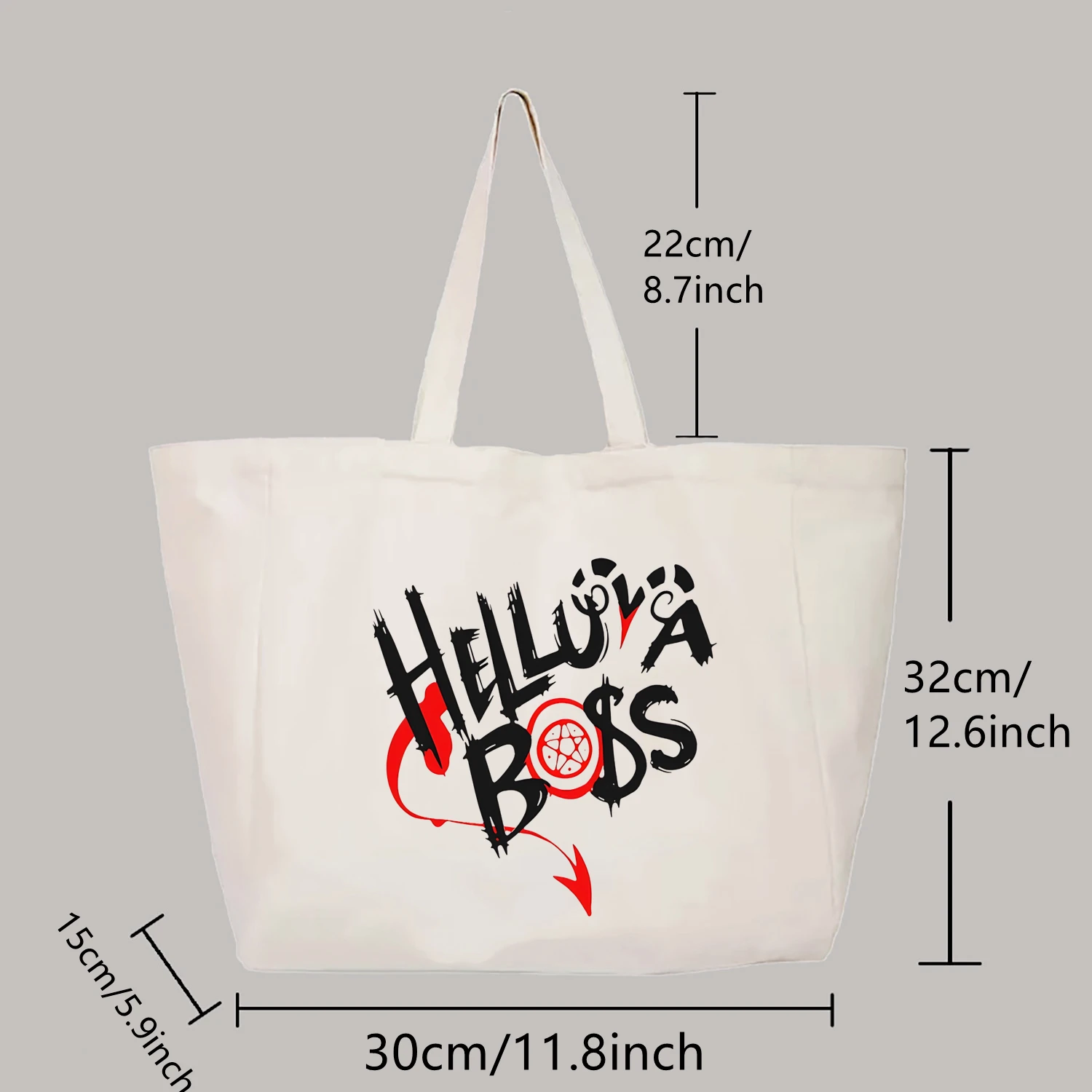 Women Canvas Shoulder Bag Helluva Boss Shopping Bag Women Canvas Tote Bags Printing Eco Bag Cartoon Shopper Shoulder Bags