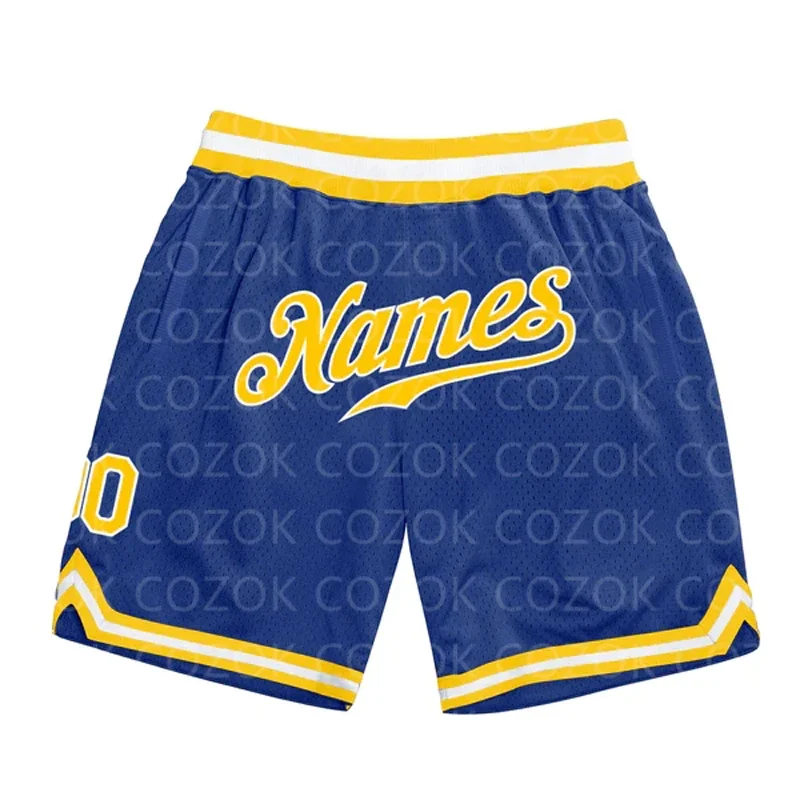 

Custom light blue red yellow Authentic Basketball Shorts 3D Printed Men Shorts Your Name Mumber Quick Drying Beach Shorts