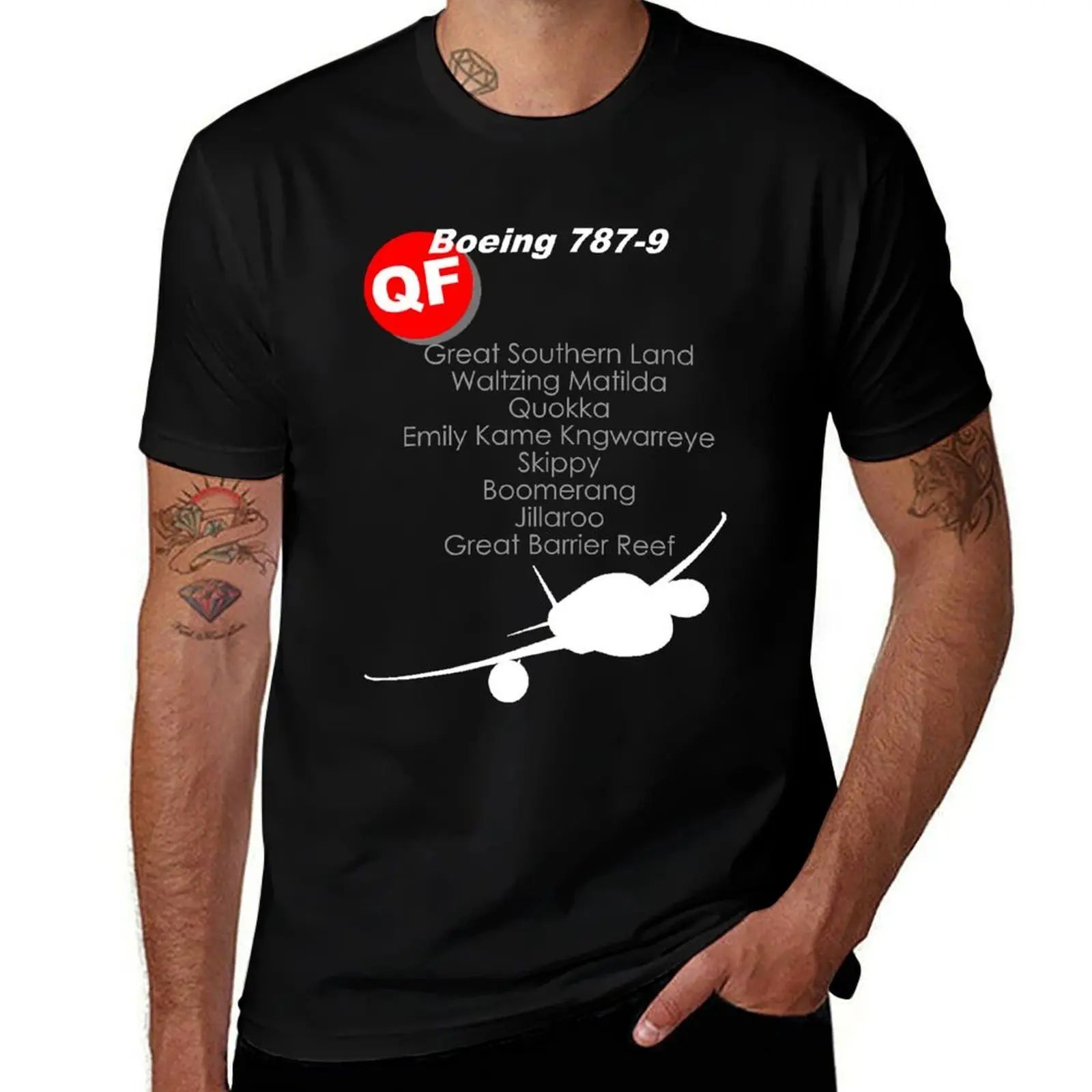 Футболка QANTAS B787-9 Names, удобная рабочая футболка для мужчин