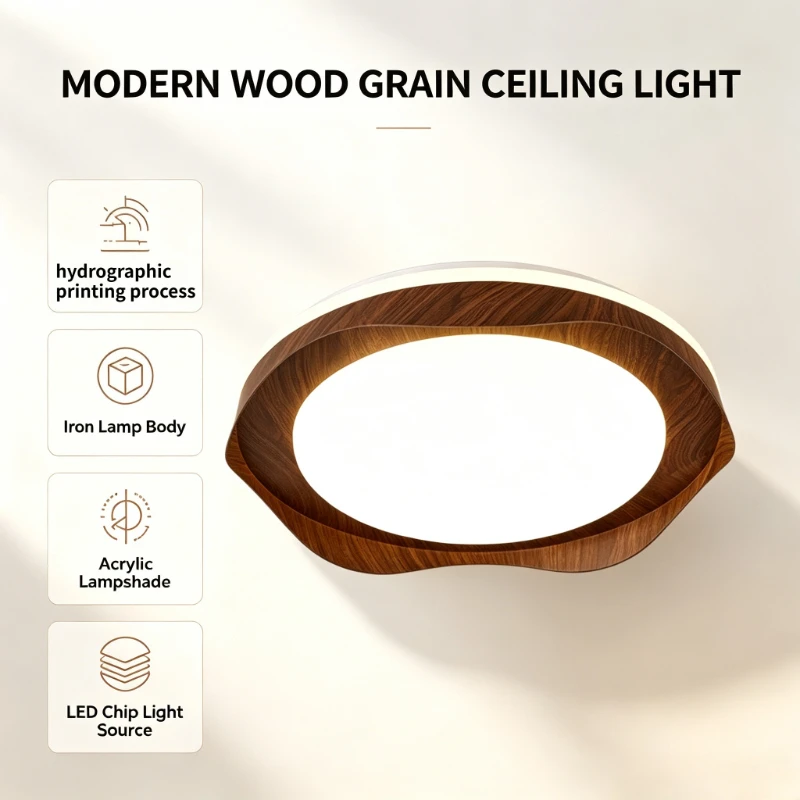 Hydrographic Printing Metal Art Ceiling Lamps Medieval Style Walnut Pattern Light Fixture Bedroom Study Living Room Decoration