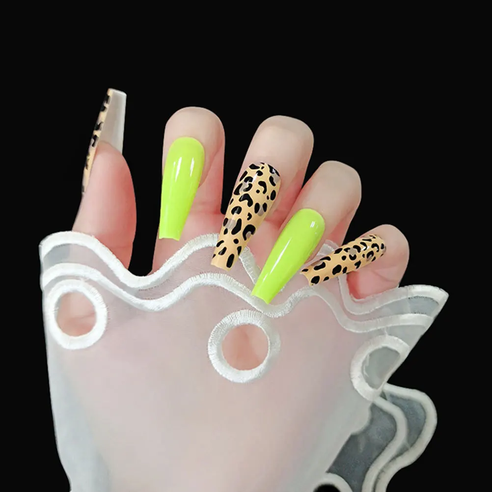 24Pcs Fluorescent Fake Nails Ultra Thin Strong Durable DIY Nail Art for Wedding Party Salon Home