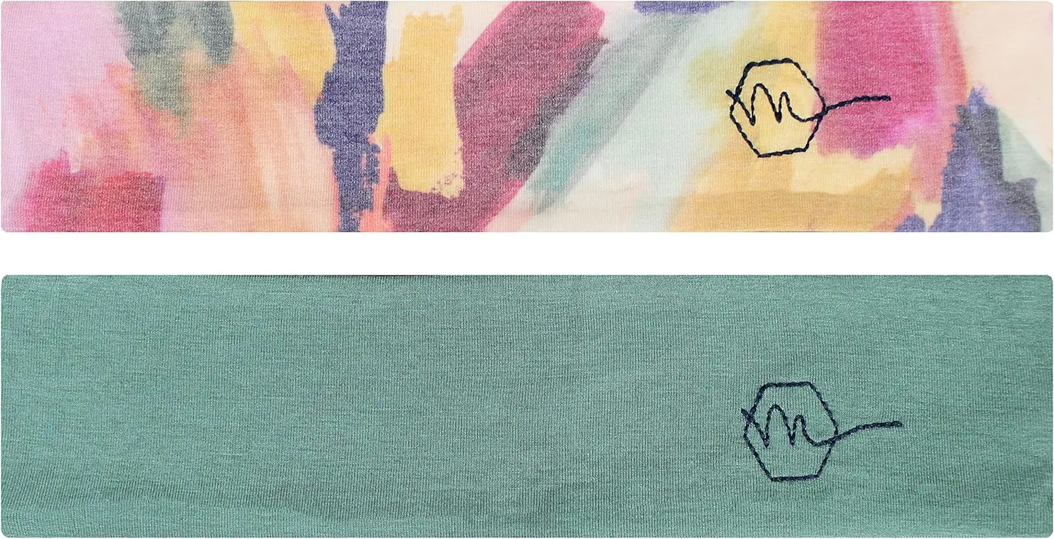 

Wide Workout Headbands for Women (2 Pack) – Non-Slip Sweatbands for Gym, Running & Yoga