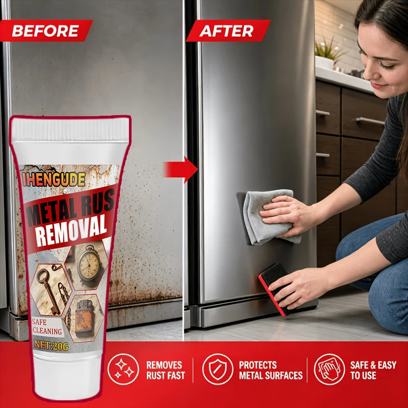 Metal Rust Removal and Anti-Rust Paste - Powerful Anti-Corrosion Peroxide Formula, Fast-Acting Suitable for Various Metal Products Such as Refrigerators, Sinks, Scissors, Etc., It Provides Long-Lasting Rust Protection and Protects Surfaces.