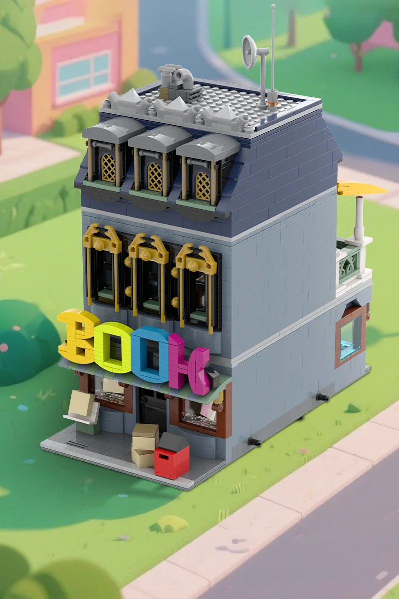 MOC Modulare Piccola libreria Building Blocks Modello Piccola libreria Architettura Street View Mattoni Assemblaggio Giocattoli Regali fai da te per bambini