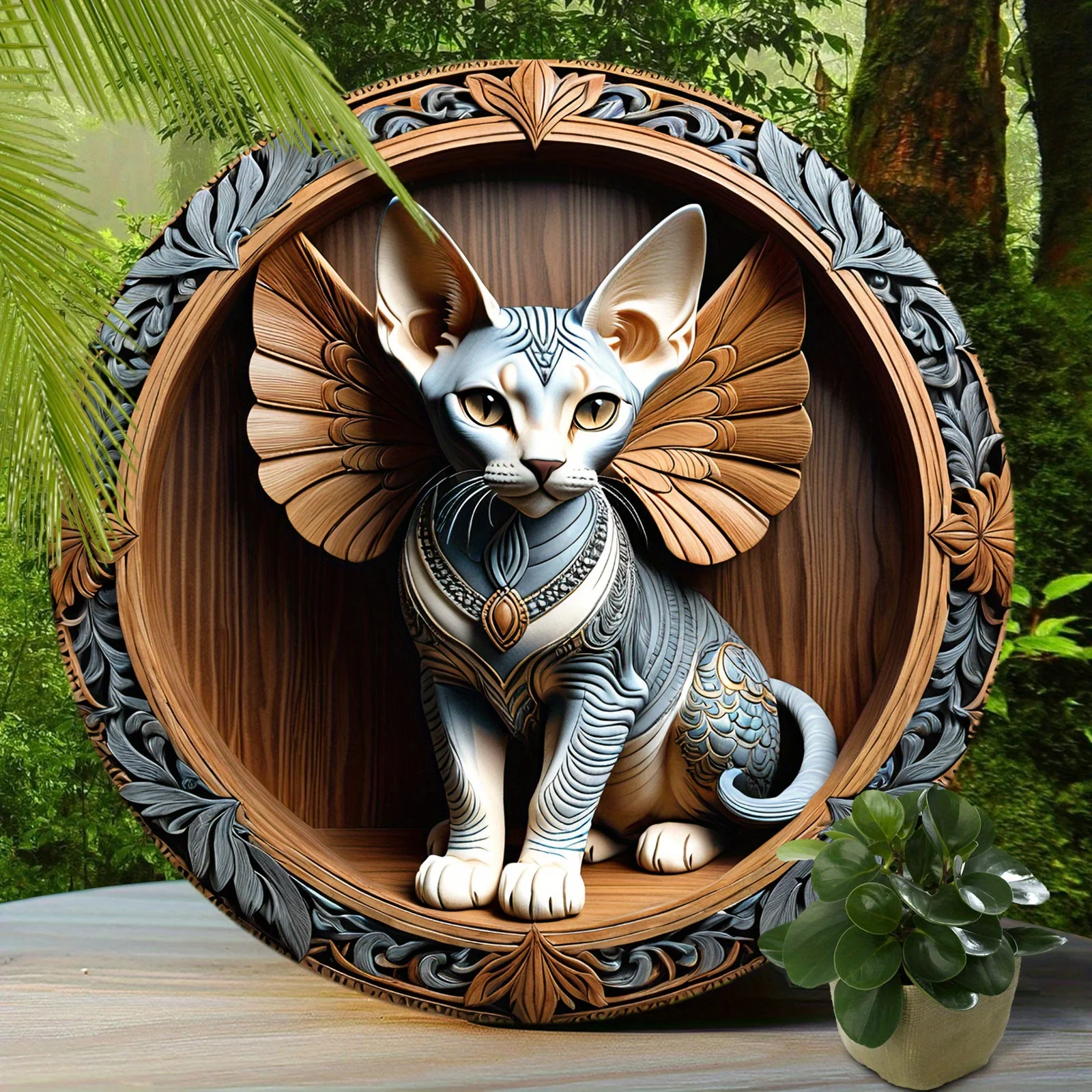 

Sphynx Cat Sign Cute Cat Suitable For Home Room Cafe Bedroom Bar Living Room Wall Decor Round Fashion Art Aesthetic Holiday Gift