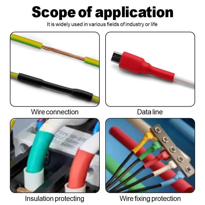 Box Packed Heat Shrink Tube Kit 100-300Pcs High Temperature Resistant Anti-Aging Electrical Cable Insulation Protective Sleeve