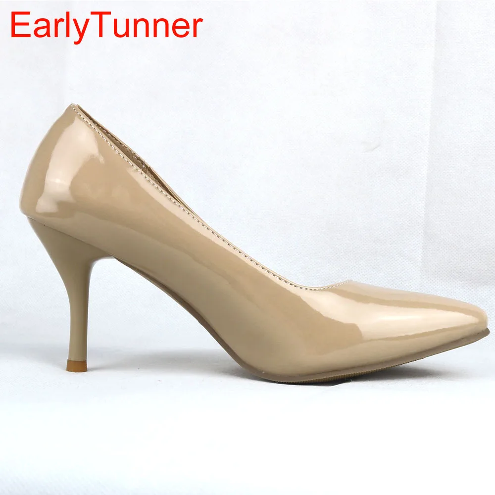 Brand New Sexy Black Naked Red High Heels Women Nude Glossy Pumps Ladies Formal Work Shoes EA3 Plus Big Size 43 12 30 47