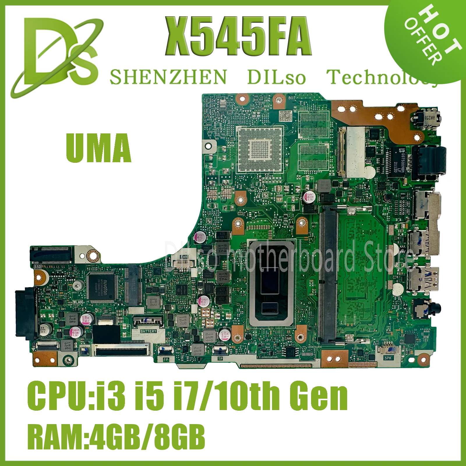 

KEFU X545FA MAINboard For ASUS Vivo Book R545FB X545FA X545FL Laptop Motherboard W/i7-10510 i5-10210 8GB-RAM V2G 100% Working