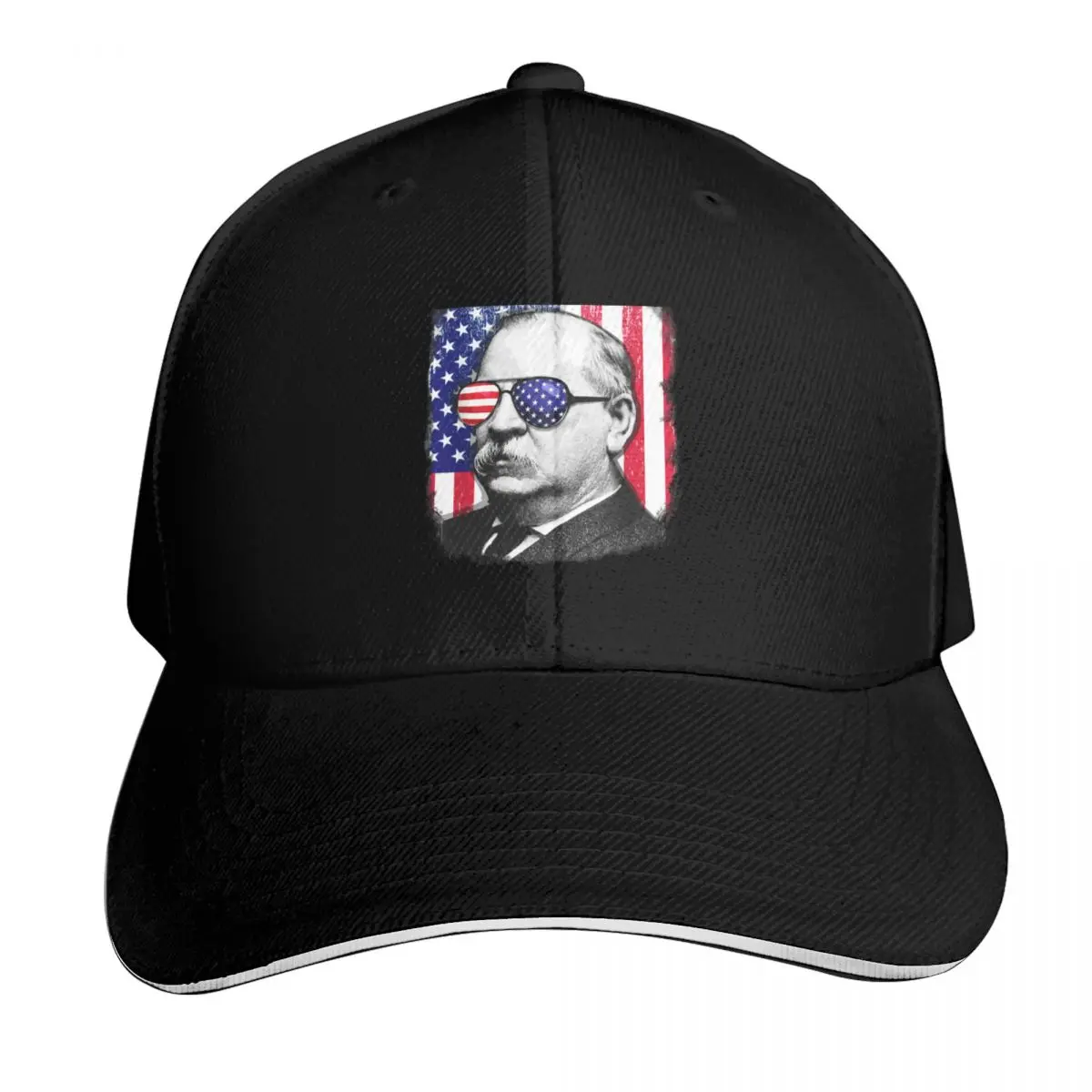 

Grover Cleveland US flag TShirt 4th of July Baseball Cap Bobble Hat cute birthday Hats Woman Men's