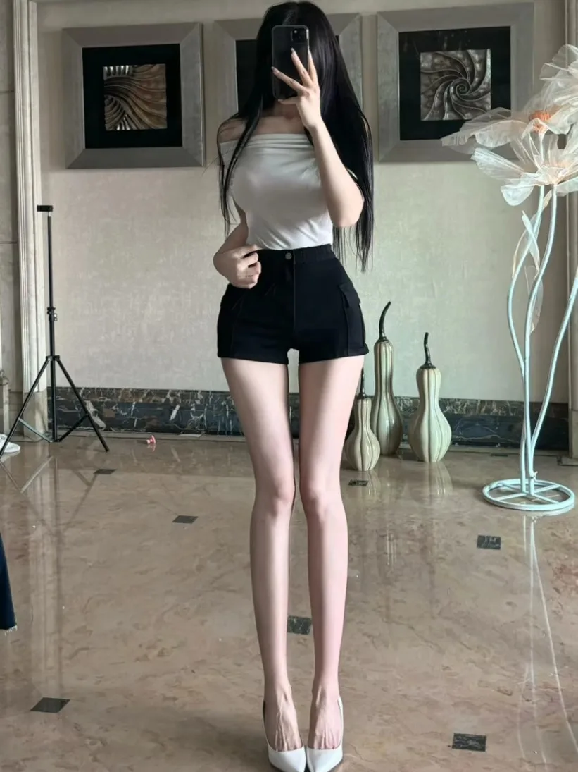 

Женские летние модные хлопковые брюки с высокой талией, прямые, с карманами на бедрах, утягивающие, для коррекции фигуры