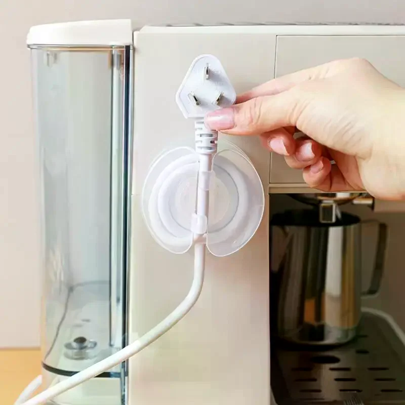 1/2/4Pcs Transparent Wire Management Wire Fixing Clip Wear-resistant Cable Organizer Self Adhesive Hook Round Storage Case