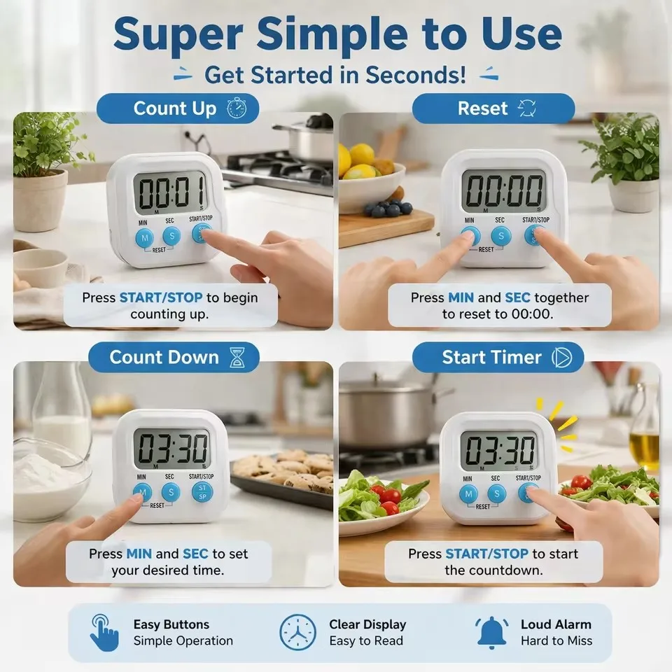 Timer Digital Chronometers For Cooking Egg Study Classroom Kids Countdown Clock Kitchen Gadgets Utensil Accessories Stopwatch