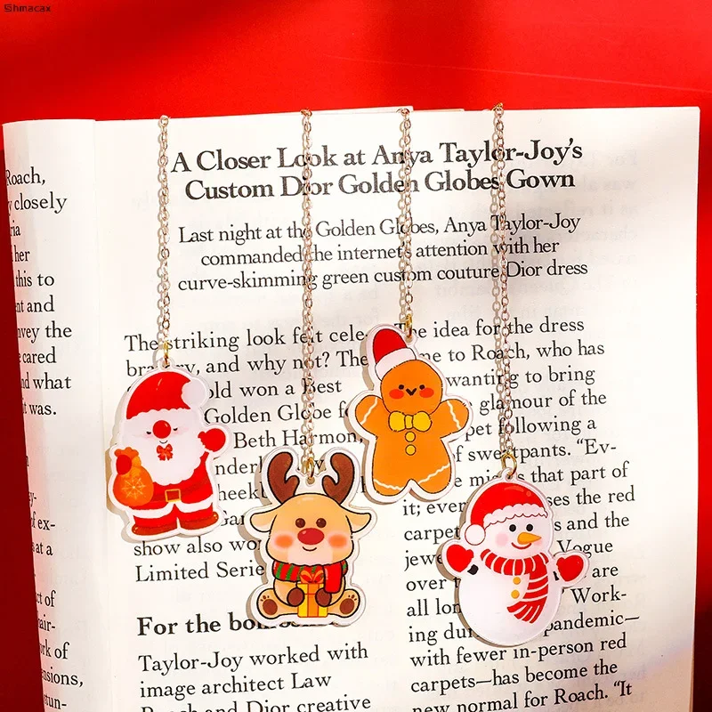 Cartoon Cute Christmas Bookmarks Fashion Santa Claus Snowman Tree Pendant Bookmark Student Stationery School Supplies Gifts