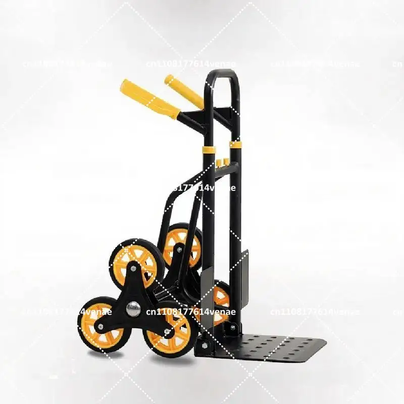 Folding Stair Climbing Cart with Six Wheels, Heavy Duty Cargo Trolley for Load Handling, Small Utility Trailer for Moving