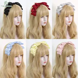 Sweet Lolita Pearlescent Bow Ribbon Headband Women Japanese Anime Maid Lolita Cosplay Headdress Cosplay Hair Hoop Accessories