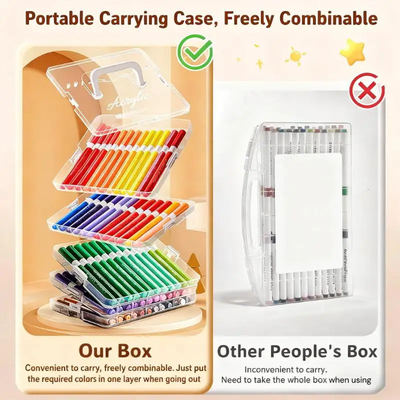 12/24/36/48/60Pcs Colors Acrylic Marker Brush Pens No Bleed Non-Toxic Washable Art School Supplies Children Birthday Festival