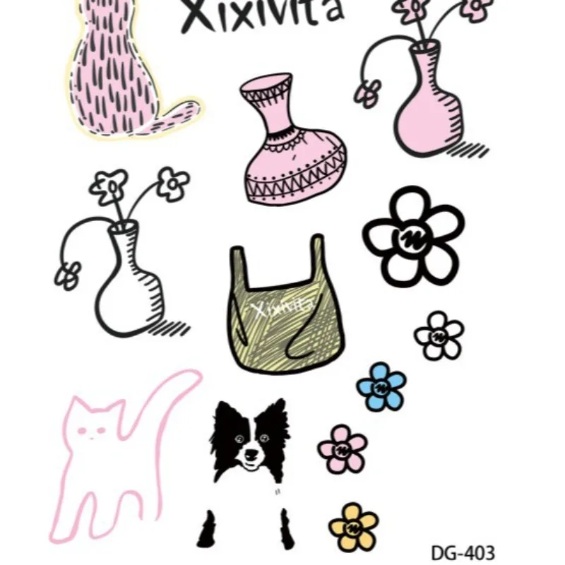 Korean Simple Ins Style Transparent Jelly Sticker Cute Cartoon Small Animal Pet Bag Flower Sticker