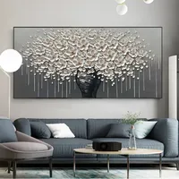 Large Size Abstract White Flower Tree Painting Canvas Prints Posters Wall Art Picture for Living Room Moder Home Decor No Frame
